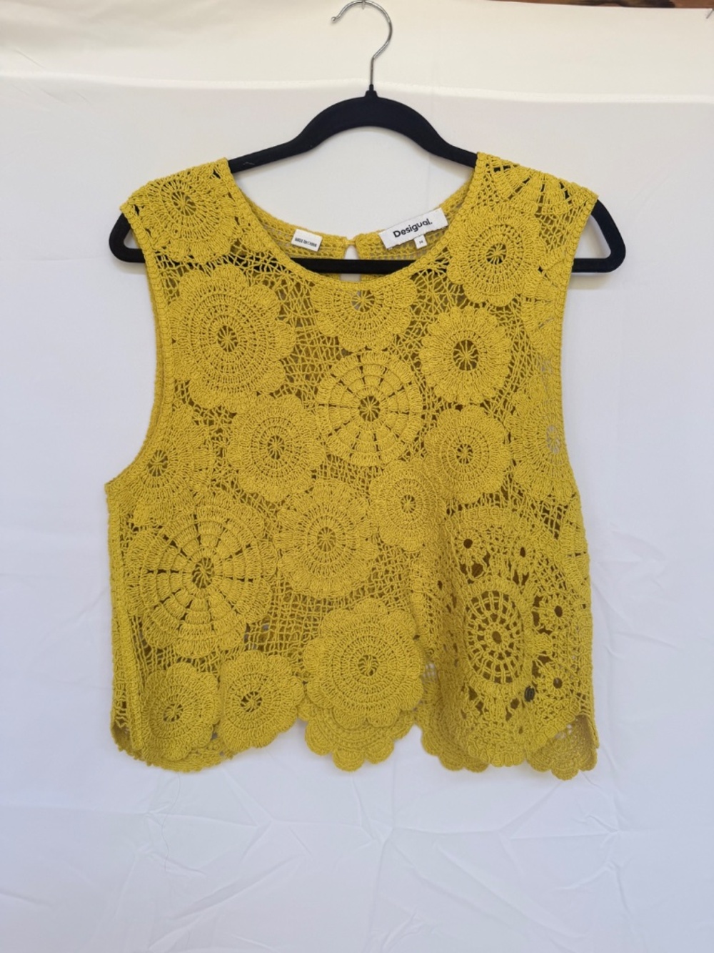 Desigual Cotton Crochet Top Size M - Picture 3 of 6